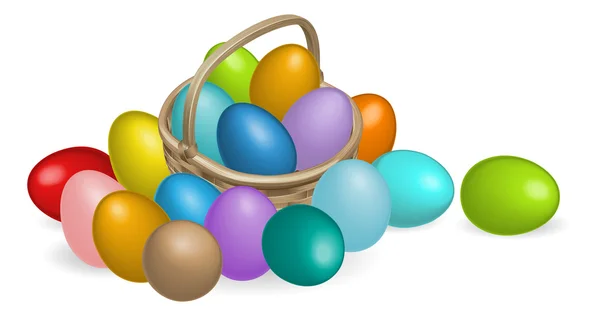 Huevos pintados cesta ilustración — Vector de stock
