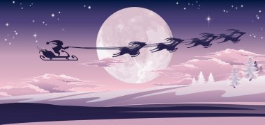 Santa flying in his sled clipart