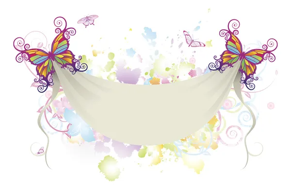 Absztrakt virágos pillangó banner háttér — Stock Vector