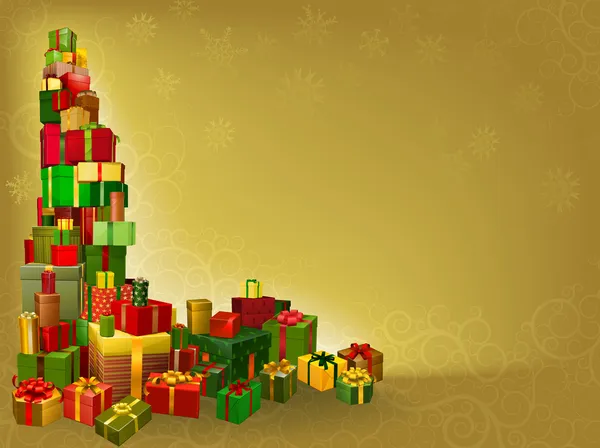Cadeau de Noël or fond — Image vectorielle