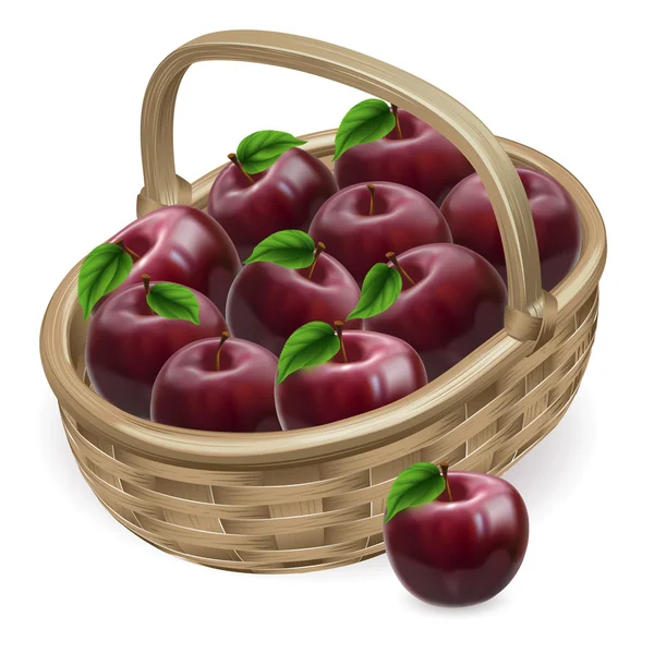 Red apple basket illustration — Stock Vector