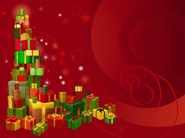 Cadeau de Noël rouge fond — Image vectorielle