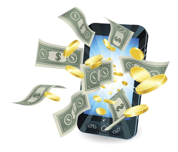 Concept van de mobiele telefoon van het geld — Stockvector