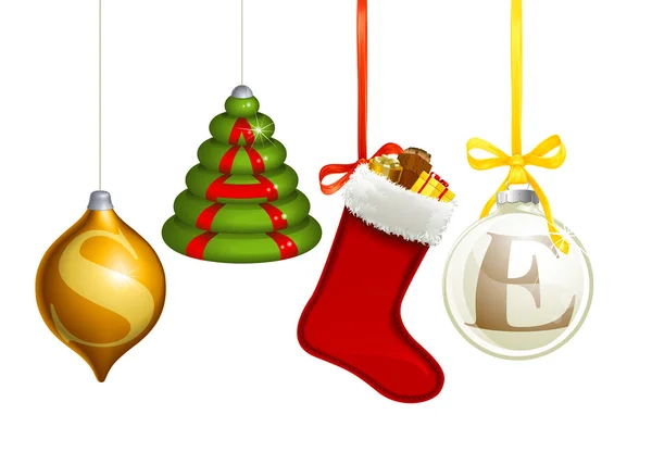 Venta de decoraciones navideñas — Vector de stock