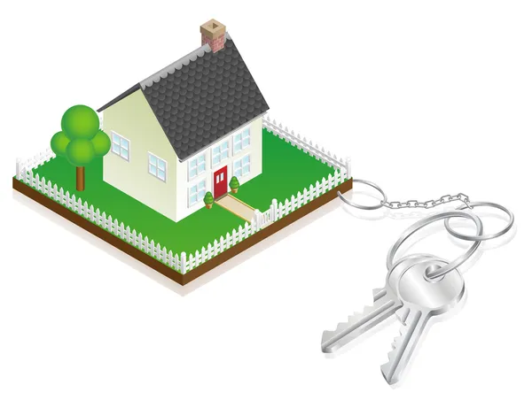 Maison attachée aux clés comme porte-clés — Image vectorielle