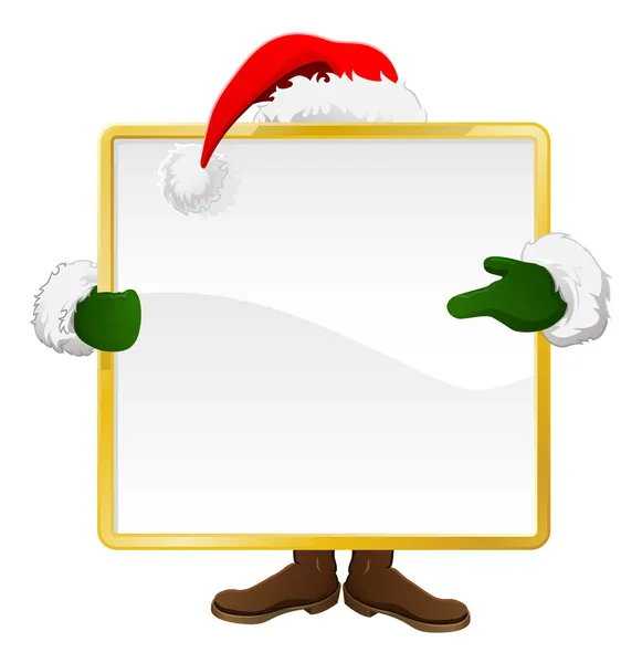 Père Noël derrière le signe de Noël — Image vectorielle