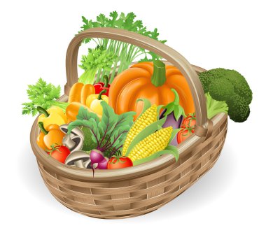 Basket fresh vegetables clipart