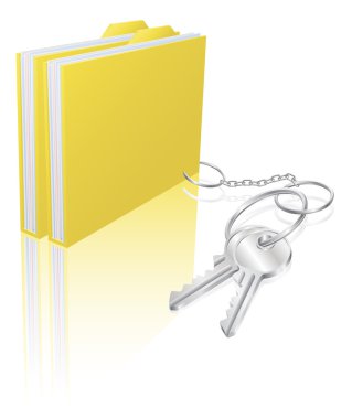 Computer file keys document security concept clipart