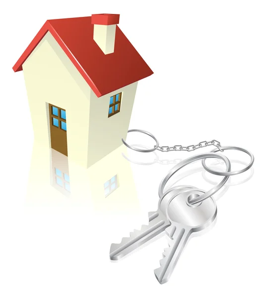 Casa anexada às chaves como chaveiro — Vetor de Stock