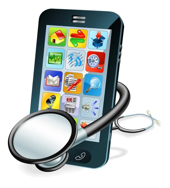 Cell phone health check concept — Stock Vector