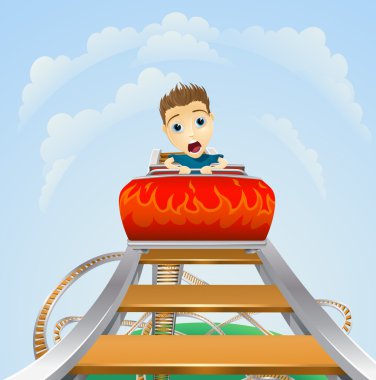 Scary ride on rollercoaster clipart