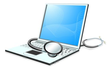 Laptop pc computer health check concept clipart