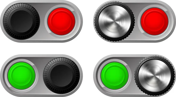 Alternar interruptores com luzes verdes e vermelhas — Vetor de Stock