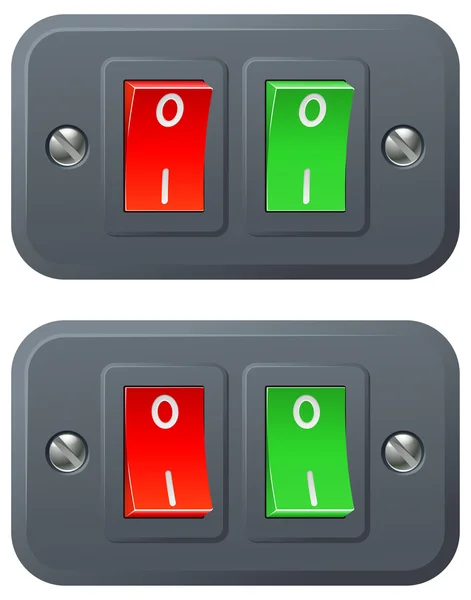 Interruptores rojo y verde — Vector de stock