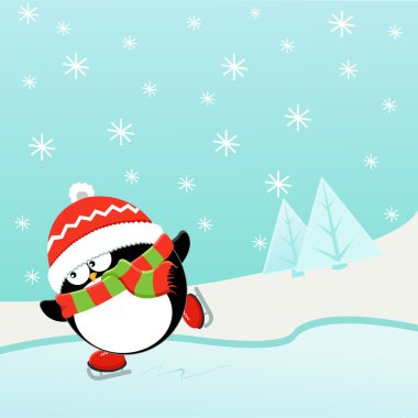 Ice Skating Penguin clipart