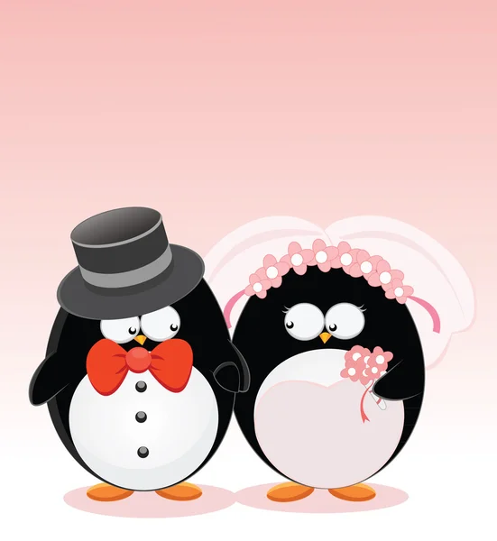 Pingouins mariés — Image vectorielle