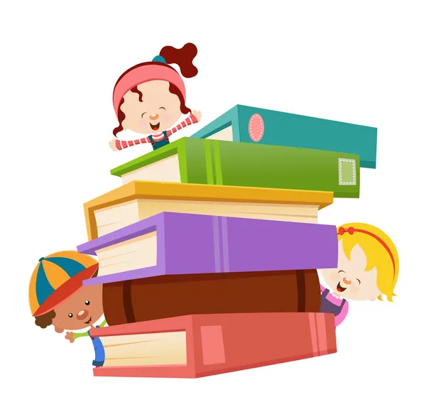 Kids With Books — Stock Vector