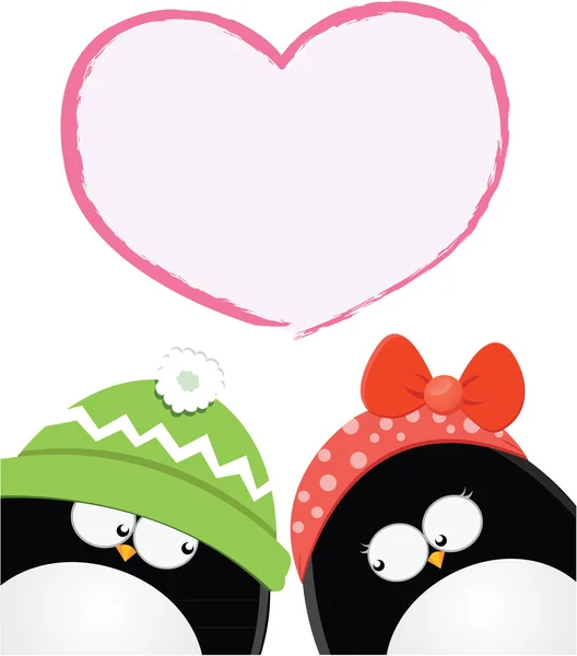 Carta d'amore pinguino — Vettoriale Stock