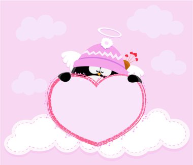 Penguin With Heart clipart