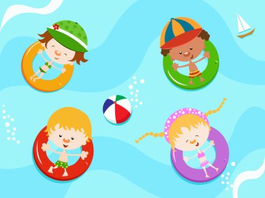 Kids enjoying water clipart