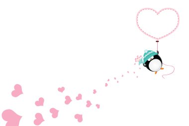 Penguin With Big Heart Shaped Balloon clipart
