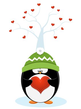 Penguin With Heart clipart