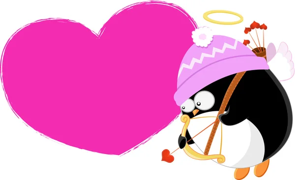 Pingouin Cupidon — Image vectorielle