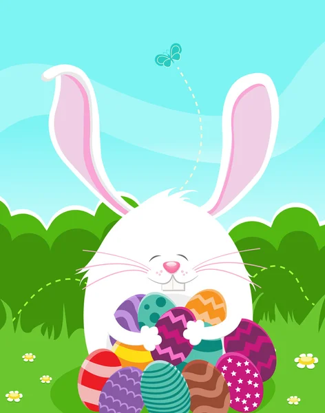 狩猎的复活节彩蛋的兔子 — 图库矢量图片
