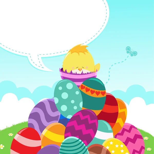 Schattige Baby kuiken's Easter bericht — Stockvector