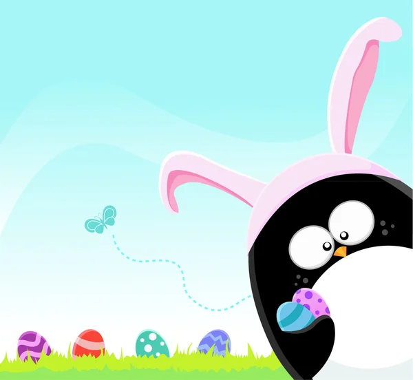 Pingüino de Pascua con Huevos — Archivo Imágenes Vectoriales