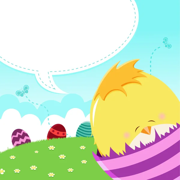 Lindo mensaje de Pascua del polluelo bebé — Archivo Imágenes Vectoriales