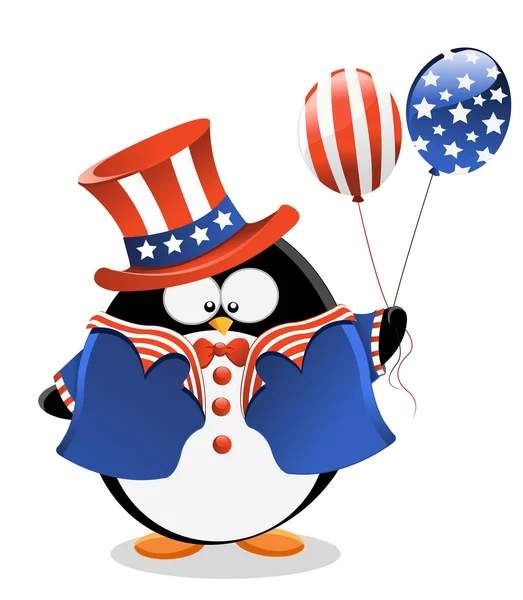 Pinguino patriottico — Vettoriale Stock