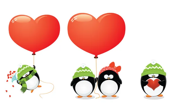Ensemble d'amour de pingouin — Image vectorielle