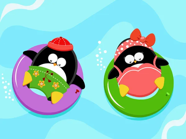 Pinguïns genieten van water — Stockvector