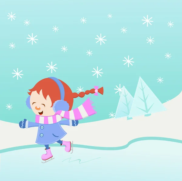 Fille de patinage sur glace — Image vectorielle