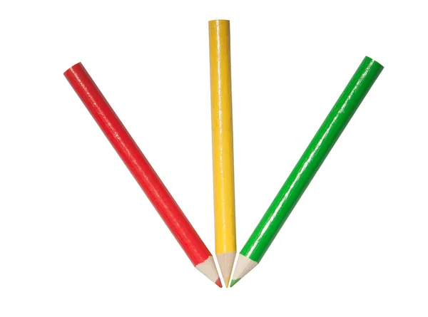 stock image Red yellow green pencils