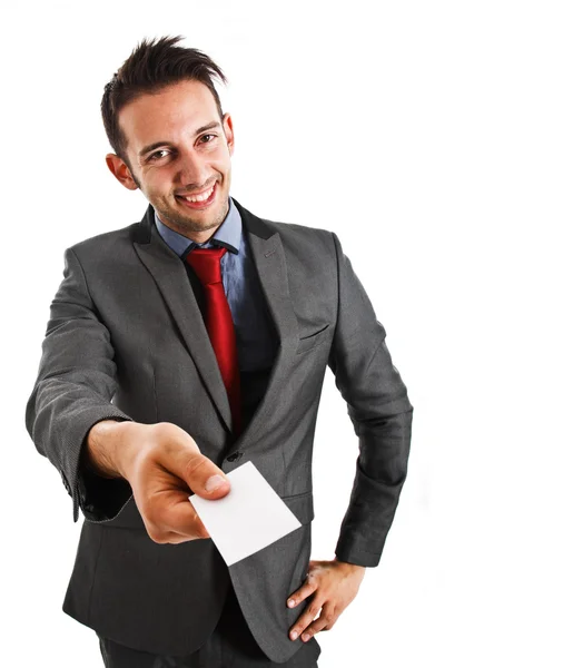 Businessman giving a business card — Stock Photo, Image