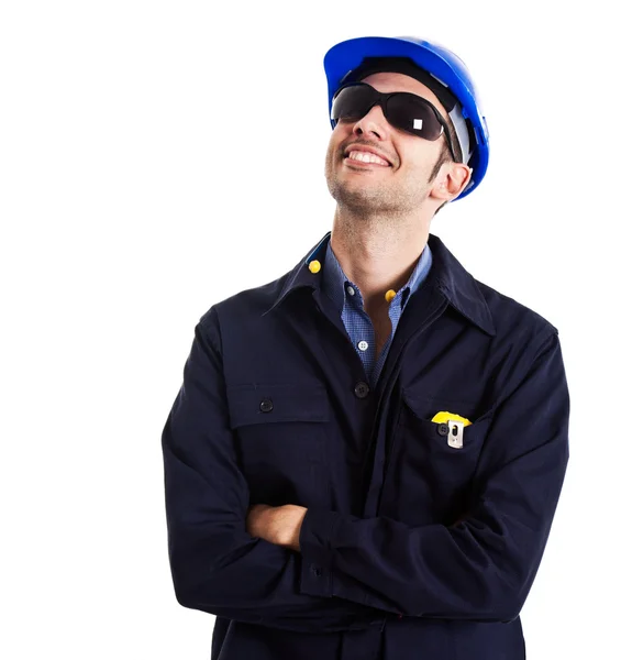 Portrait of an engineer looking up — Stock Photo, Image