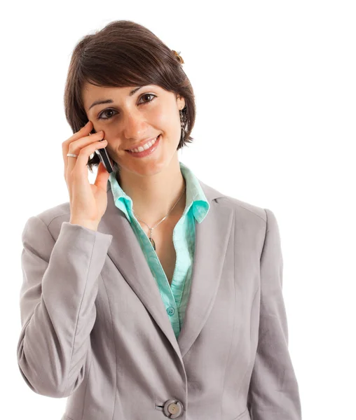 Mulher de negócios bonita falando ao telefone — Fotografia de Stock
