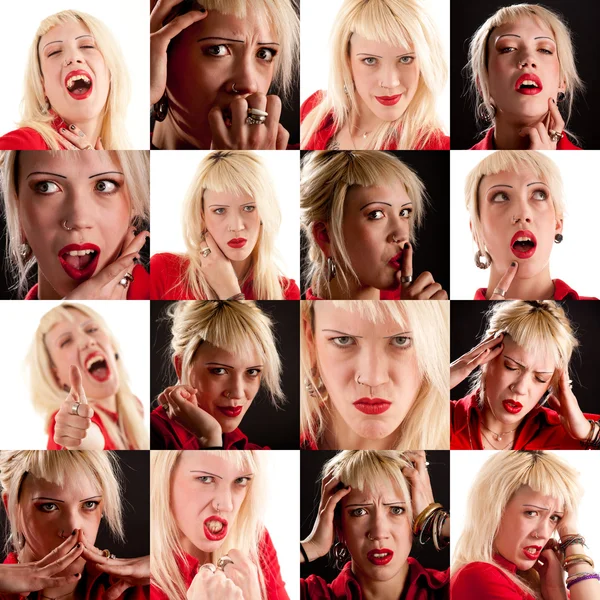 Collage di espressioni facciali — Foto Stock