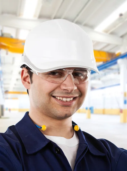 Portret szczęśliwy pracownik — Zdjęcie stockowe