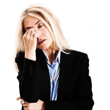 Stressed woman portrait clipart