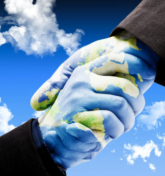 Jorden handslag — Stockfoto