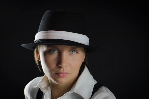 stock image Woman in black background isolated