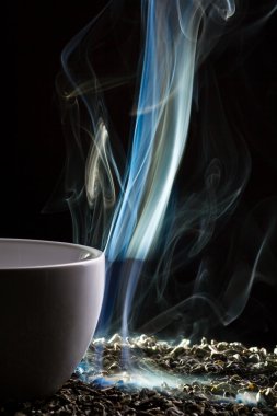 Blue smoke from cup of tea clipart