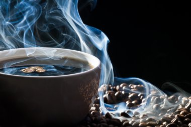 Blue smoke and roasted coffee clipart