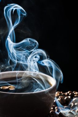 Strange blue smoke taking away from coffee clipart