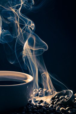 Blue smoke from cup of coffee clipart