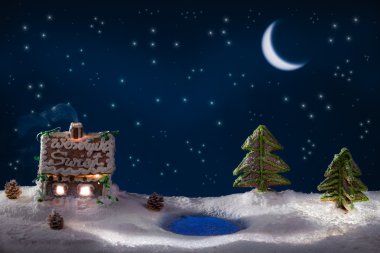 Christmas eve in the gingerbread village clipart