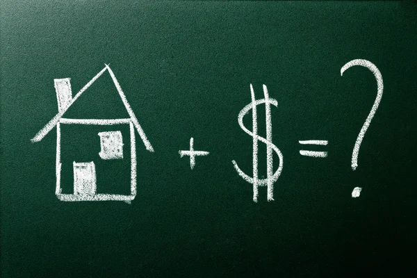 Concept of home buying on green blackboard — Stock Photo, Image